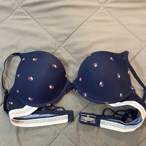Tommy Hilfiger Navy Bra with Red & White Heart Motif